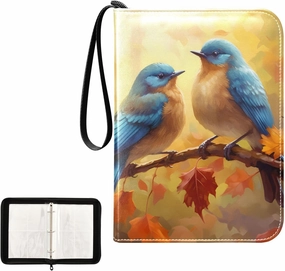 4 Pockets Trading Card Album Holder Book Folder Sports Card Binder Bird Painting 3 400 Double Side Pockets for 3 Ring Binder Zipper