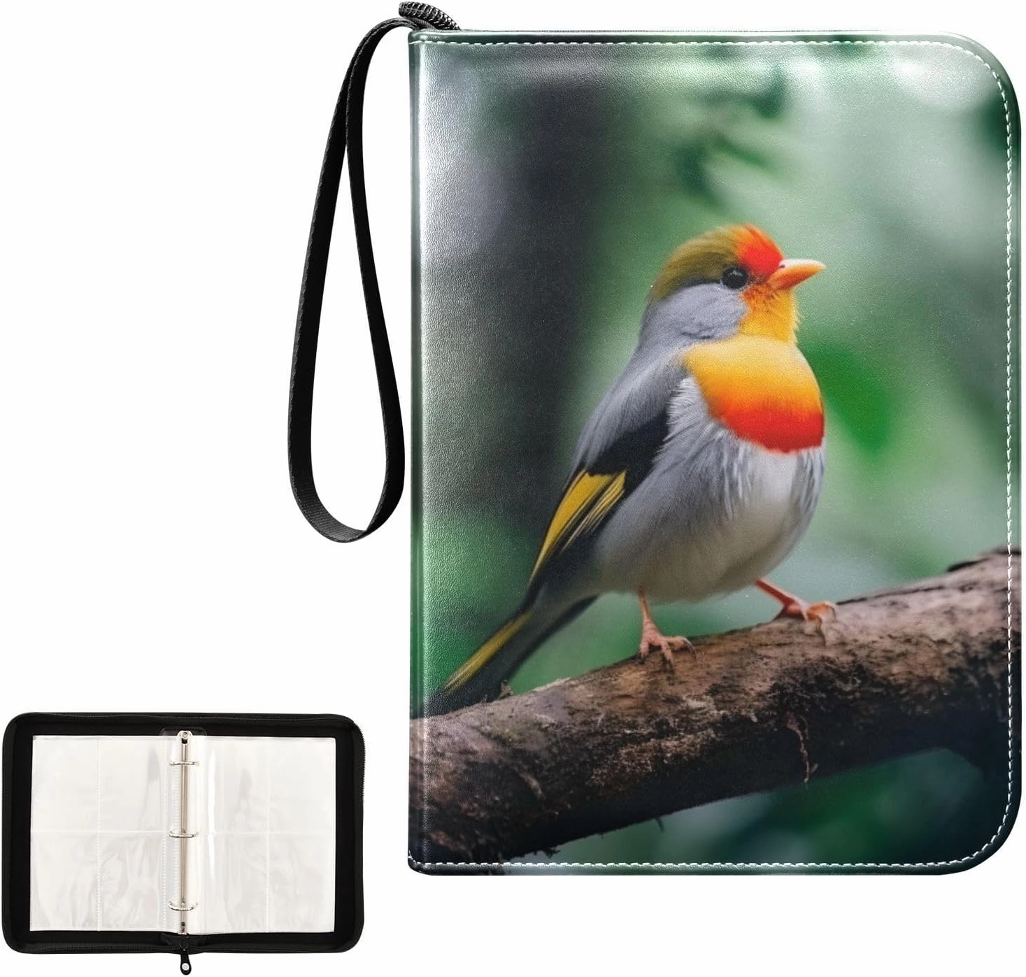 4 Pockets Trading Card Album Holder Book Folder Sports Card Binder Bird Sparrow 1 400 Double Side Pockets for 3 Ring Binder Zipper