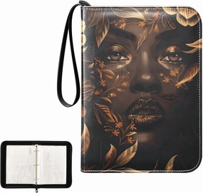 4 Pockets Trading Card Album Holder Book Folder Sports Card Binder Black Woman 400 Double Side Pockets for 3 Ring Binder Zipper