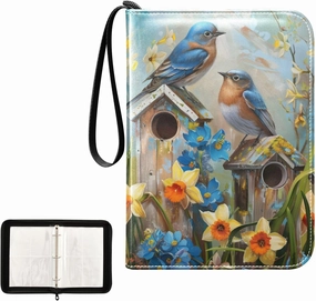 4 Pockets Trading Card Album Holder Book Folder Sports Card Binder Blue Bird 400 Double Side Pockets for 3 Ring Binder Zipper