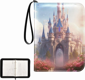 4 Pockets Trading Card Album Holder Book Folder Sports Card Binder Castle Cartoon 3 400 Double Side Pockets for 3 Ring Binder Zipper