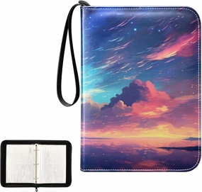4 Pockets Trading Card Album Holder Book Folder Sports Card Binder Cloud 2 400 Double Side Pockets for 3 Ring Binder Zipper