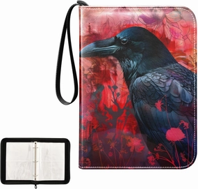 4 Pockets Trading Card Album Holder Book Folder Sports Card Binder Crow Red 400 Double Side Pockets for 3 Ring Binder Zipper