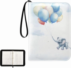 4 Pockets Trading Card Album Holder Book Folder Sports Card Binder Cute Elephant 400 Double Side Pockets for 3 Ring Binder Zipper
