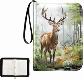 4 Pockets Trading Card Album Holder Book Folder Sports Card Binder Deer 2 400 Double Side Pockets for 3 Ring Binder Zipper