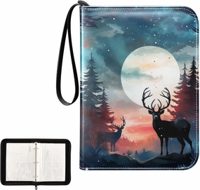 4 Pockets Trading Card Album Holder Book Folder Sports Card Binder Deer 4 400 Double Side Pockets for 3 Ring Binder Zipper