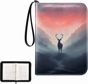 4 Pockets Trading Card Album Holder Book Folder Sports Card Binder Deer Elk 2 400 Double Side Pockets for 3 Ring Binder Zipper