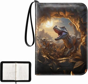 4 Pockets Trading Card Album Holder Book Folder Sports Card Binder Dinosaur Tyrannosaurus 1 400 Double Side Pockets for 3 Ring Binder Zipper