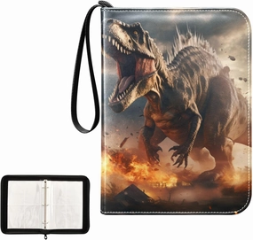 4 Pockets Trading Card Album Holder Book Folder Sports Card Binder Dinosaur Tyrannosaurus 3 400 Double Side Pockets for 3 Ring Binder Zipper