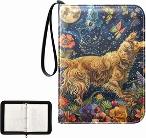 4 Pockets Trading Card Album Holder Book Folder Sports Card Binder Dog Butterfly 1 400 Double Side Pockets for 3 Ring Binder Zipper