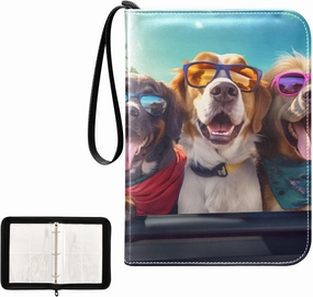 4 Pockets Trading Card Album Holder Book Folder Sports Card Binder Dog Driving 1 400 Double Side Pockets for 3 Ring Binder Zipper