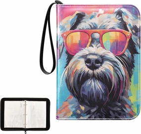 4 Pockets Trading Card Album Holder Book Folder Sports Card Binder Dog Glasses Cute 400 Double Side Pockets for 3 Ring Binder Zipper