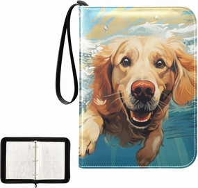 4 Pockets Trading Card Album Holder Book Folder Sports Card Binder Dog Underwater 400 Double Side Pockets for 3 Ring Binder Zipper