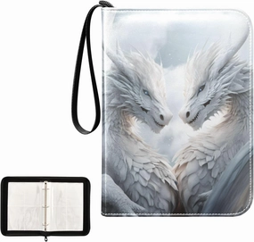4 Pockets Trading Card Album Holder Book Folder Sports Card Binder Dragon White 400 Double Side Pockets for 3 Ring Binder Zipper