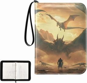 4 Pockets Trading Card Album Holder Book Folder Sports Card Binder Dragons Fierce Dinosaurs 400 Double Side Pockets for 3 Ring Binder Zipper