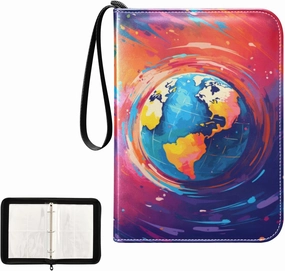 4 Pockets Trading Card Album Holder Book Folder Sports Card Binder Earth 400 Double Side Pockets for 3 Ring Binder Zipper