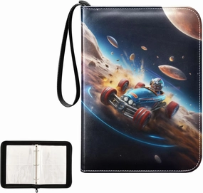 4 Pockets Trading Card Album Holder Book Folder Sports Card Binder Elephant Watercolor Auto Racing 400 Double Side Pockets for 3 Ring Binder Zipper