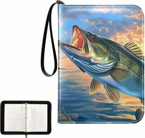 4 Pockets Trading Card Album Holder Book Folder Sports Card Binder Fish Funny 400 Double Side Pockets for 3 Ring Binder Zipper