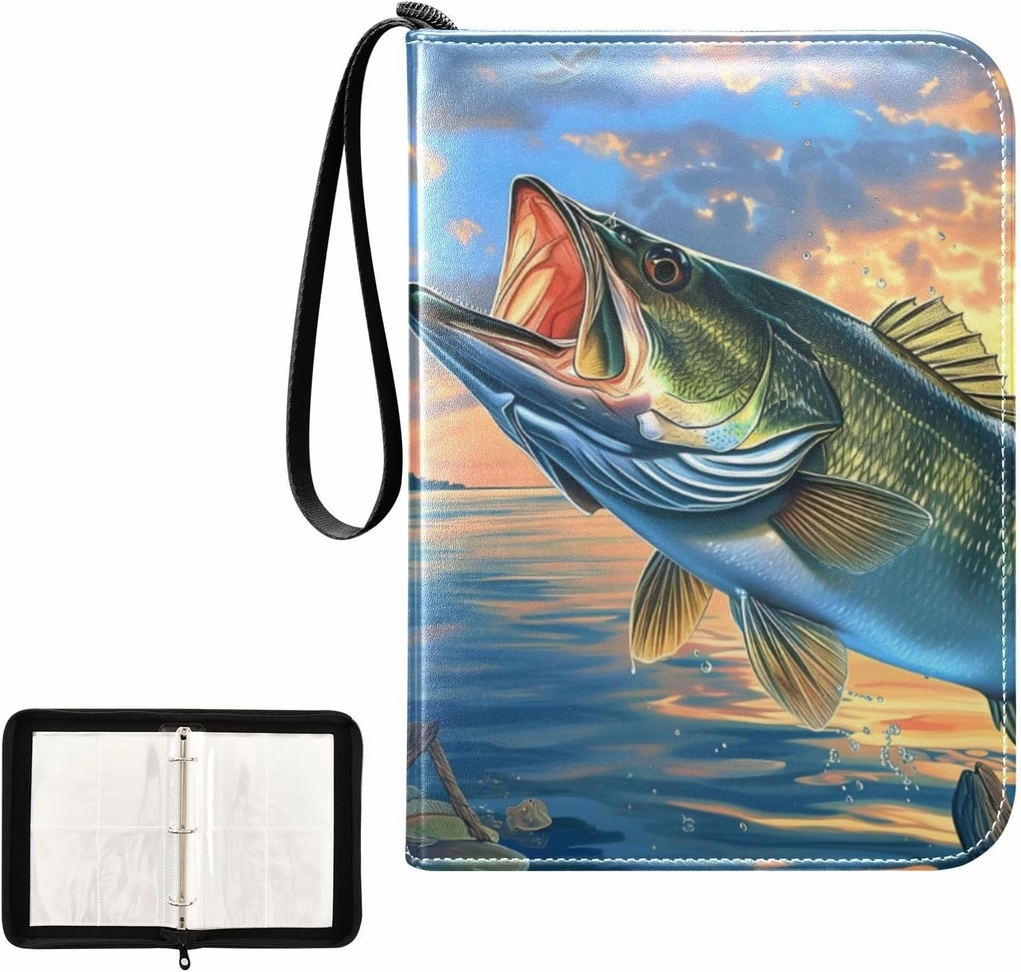 4 Pockets Trading Card Album Holder Book Folder Sports Card Binder Fish Funny 400 Double Side Pockets for 3 Ring Binder Zipper
