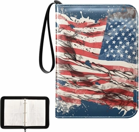4 Pockets Trading Card Album Holder Book Folder Sports Card Binder Flag Grunge 400 Double Side Pockets for 3 Ring Binder Zipper