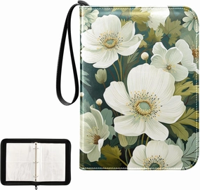 4 Pockets Trading Card Album Holder Book Folder Sports Card Binder Flower Floral 9 400 Double Side Pockets for 3 Ring Binder Zipper