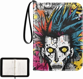 4 Pockets Trading Card Album Holder Book Folder Sports Card Binder Graffiti Grunge 400 Double Side Pockets for 3 Ring Binder Zipper