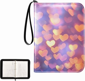 4 Pockets Trading Card Album Holder Book Folder Sports Card Binder Hearts Shadow 400 Double Side Pockets for 3 Ring Binder Zipper