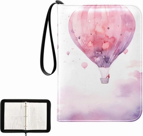 4 Pockets Trading Card Album Holder Book Folder Sports Card Binder Hot Air Balloon 400 Double Side Pockets for 3 Ring Binder Zipper