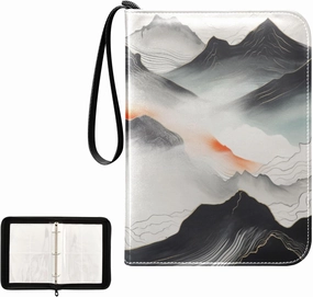 4 Pockets Trading Card Album Holder Book Folder Sports Card Binder Japanese Moutain 400 Double Side Pockets for 3 Ring Binder Zipper