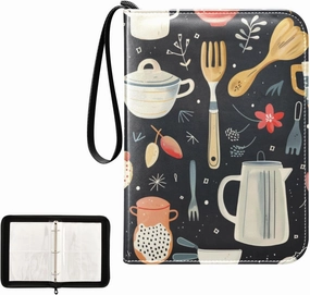 4 Pockets Trading Card Album Holder Book Folder Sports Card Binder Kitchen Utensils 400 Double Side Pockets for 3 Ring Binder Zipper