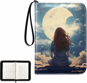 4 Pockets Trading Card Album Holder Book Folder Sports Card Binder Meditation Character 400 Double Side Pockets for 3 Ring Binder Zipper
