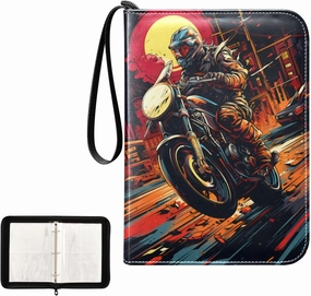 4 Pockets Trading Card Album Holder Book Folder Sports Card Binder Motorcycle Race 3 400 Double Side Pockets for 3 Ring Binder Zipper