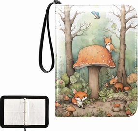 4 Pockets Trading Card Album Holder Book Folder Sports Card Binder Mushroom 4 400 Double Side Pockets for 3 Ring Binder Zipper