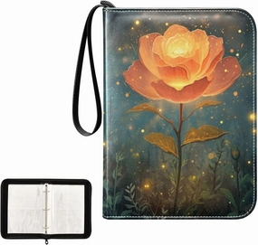 4 Pockets Trading Card Album Holder Book Folder Sports Card Binder Myth Flower 400 Double Side Pockets for 3 Ring Binder Zipper