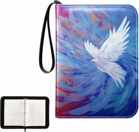 4 Pockets Trading Card Album Holder Book Folder Sports Card Binder Pigeon Peace 400 Double Side Pockets for 3 Ring Binder Zipper
