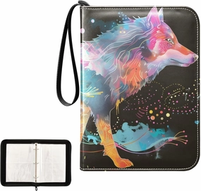4 Pockets Trading Card Album Holder Book Folder Sports Card Binder Rainbow Wolf 400 Double Side Pockets for 3 Ring Binder Zipper