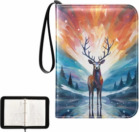 4 Pockets Trading Card Album Holder Book Folder Sports Card Binder Reindeer Elk 1 400 Double Side Pockets for 3 Ring Binder Zipper