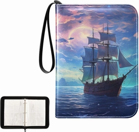 4 Pockets Trading Card Album Holder Book Folder Sports Card Binder Sailboat 1 400 Double Side Pockets for 3 Ring Binder Zipper