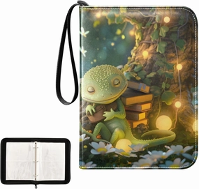 4 Pockets Trading Card Album Holder Book Folder Sports Card Binder Salamander 400 Double Side Pockets for 3 Ring Binder Zipper