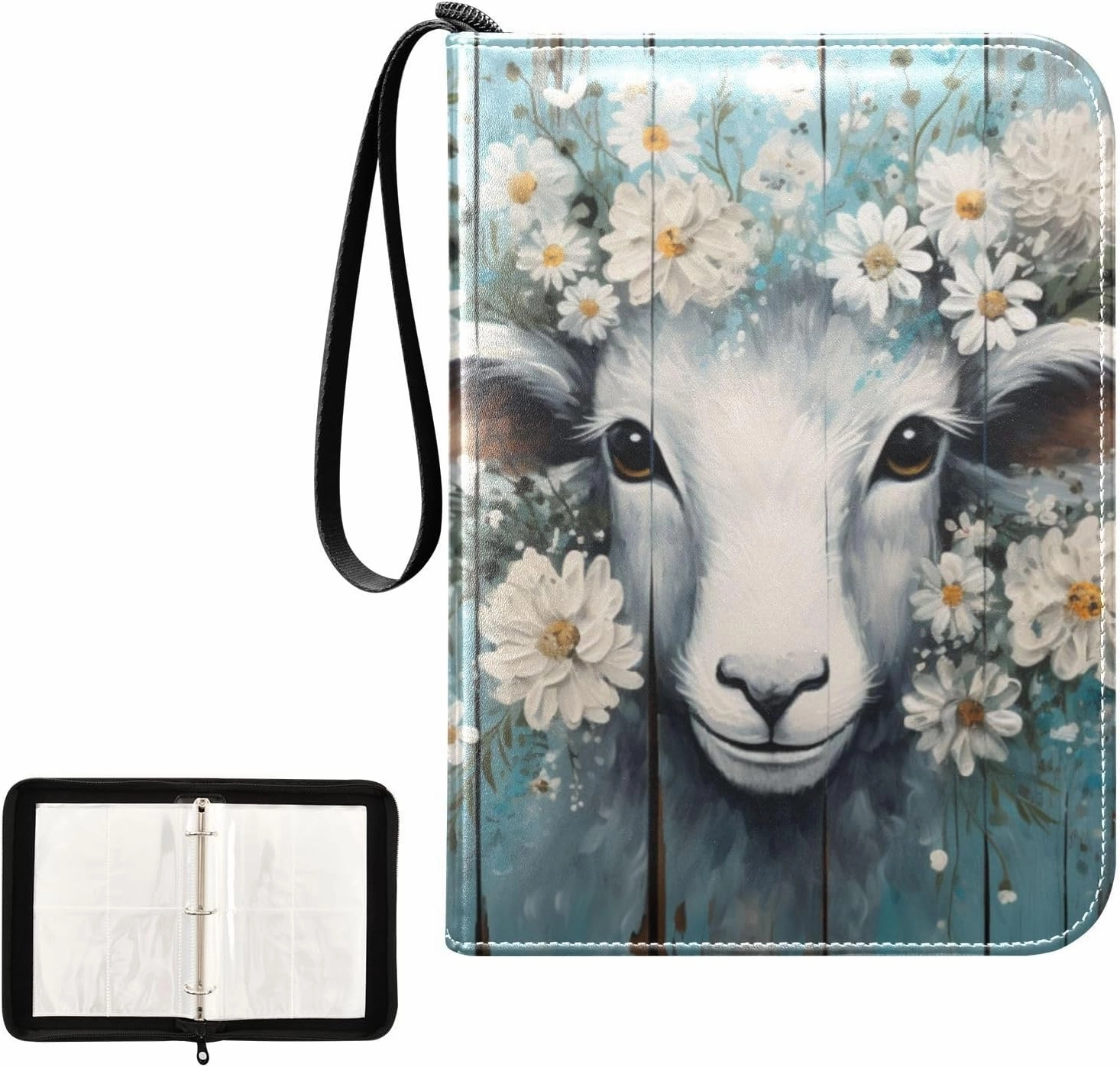 4 Pockets Trading Card Album Holder Book Folder Sports Card Binder Sheep 1 400 Double Side Pockets for 3 Ring Binder Zipper