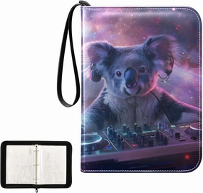 4 Pockets Trading Card Album Holder Book Folder Sports Card Binder Space Dj Koala 400 Double Side Pockets for 3 Ring Binder Zipper