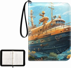 4 Pockets Trading Card Album Holder Book Folder Sports Card Binder Submarine Cartoon 1 400 Double Side Pockets for 3 Ring Binder Zipper