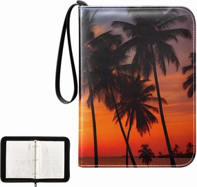 4 Pockets Trading Card Album Holder Book Folder Sports Card Binder Sunrise Beach 400 Double Side Pockets for 3 Ring Binder Zipper