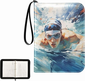 4 Pockets Trading Card Album Holder Book Folder Sports Card Binder Swimming 2 400 Double Side Pockets for 3 Ring Binder Zipper