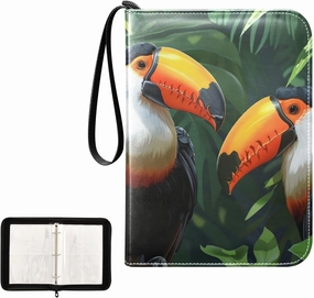 4 Pockets Trading Card Album Holder Book Folder Sports Card Binder Tucans 400 Double Side Pockets for 3 Ring Binder Zipper