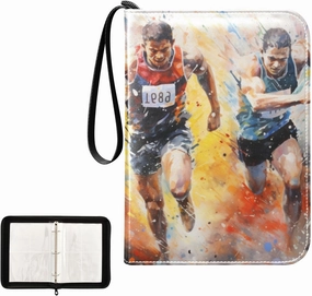4 Pockets Trading Card Album Holder Book Folder Sports Card Binder Tulip Flower Marathon Running 400 Double Side Pockets for 3 Ring Binder Zipper