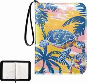 4 Pockets Trading Card Album Holder Book Folder Sports Card Binder Turtles Palm 400 Double Side Pockets for 3 Ring Binder Zipper