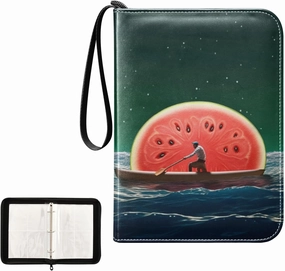 4 Pockets Trading Card Album Holder Book Folder Sports Card Binder Watermelon Boating Funny 400 Double Side Pockets for 3 Ring Binder Zipper
