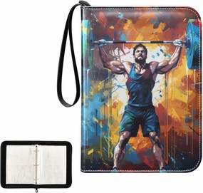 4 Pockets Trading Card Album Holder Book Folder Sports Card Binder Weightlifting 2 400 Double Side Pockets for 3 Ring Binder Zipper