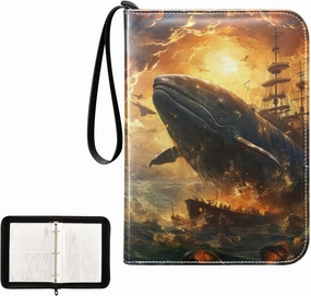4 Pockets Trading Card Album Holder Book Folder Sports Card Binder Whale 4 400 Double Side Pockets for 3 Ring Binder Zipper